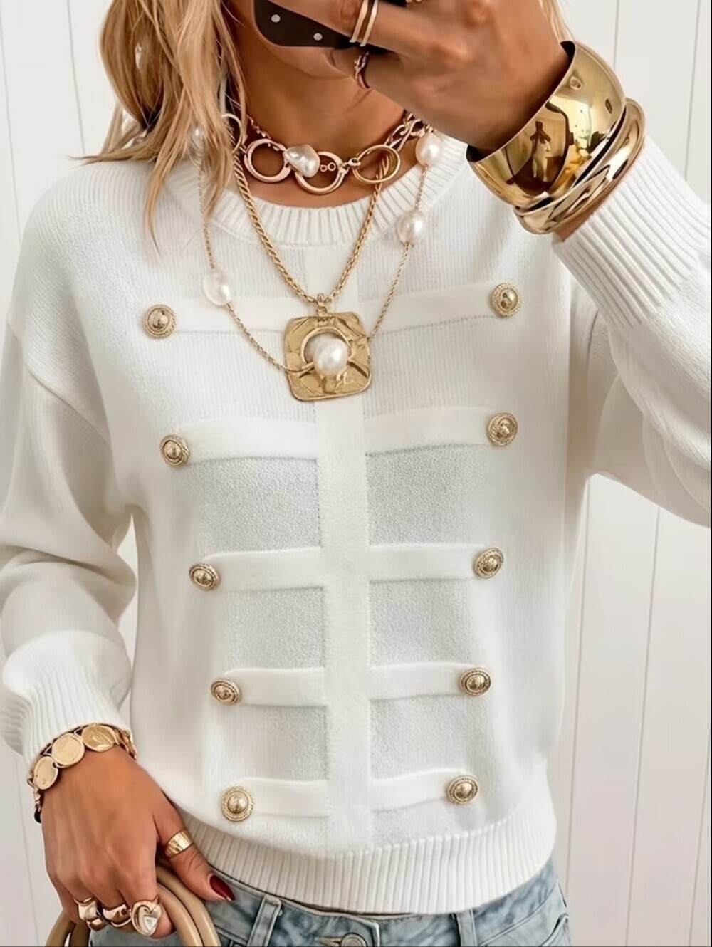 Classic Women's Crewneck Sweater - White